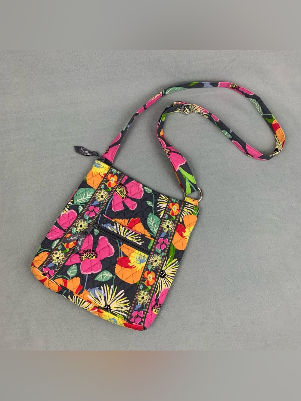 Vera Bradley Jazzy Blooms Floral Quilted Cotton Hipster Crossbody Bag Purse